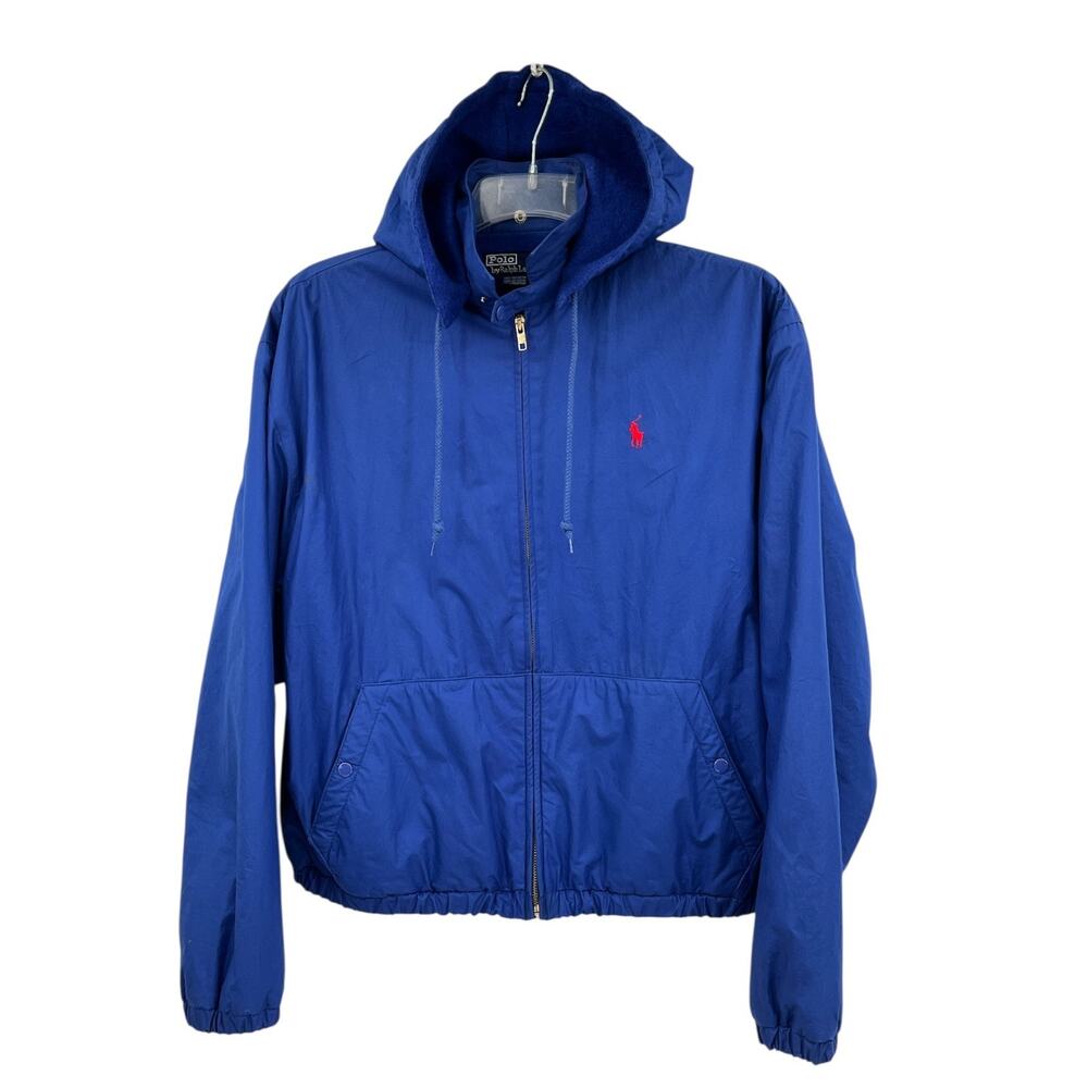 Vintage Polo Ralph Lauren Bomber Jacket Fleece Lined Removable Hood Mens Medium